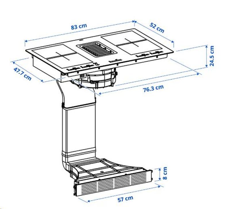FÖRDELAKTIG Induksjonstopp/integrert ventilator, IKEA 700 sv